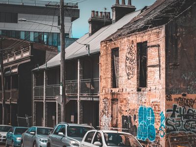 A derelict building.